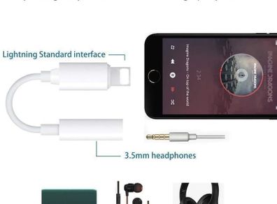 Headphone Adapter for Apple Aux Cable Earphones Lightning Jack Headphone Accessories