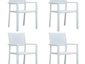 Garden Chairs 4 pcs White Plastic Rattan Look