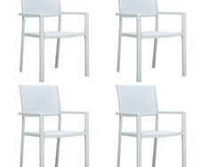 Garden Chairs 4 pcs White Plastic Rattan Look