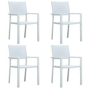 Garden Chairs 4 pcs White Plastic Rattan Look