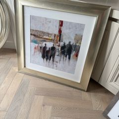 Collection of 7 large pictures and 2 mirrors