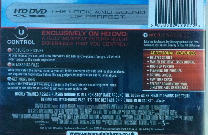 The Bourne Ultimatum [2007] Matt Damon [ HD-DVD Movie ]