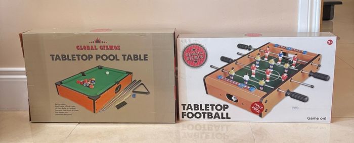pool table and  football table