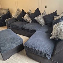 L Shaped Sofa - Foot stool and Swivel Arm chair