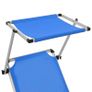 Folding Sun Loungers with Roof 2 pcs Aluminium&Textilene Blue Image 5