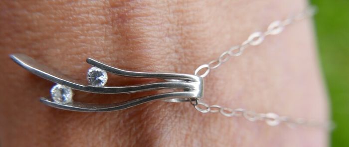 Vintage Sterling Silver 925 Pendant  Necklace 2,5g length - 17"