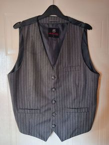 Suit Waistcoat Gray Pinstripe