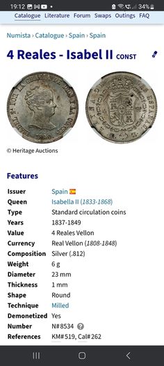 Silver 4 Reals vellon , Madrid 1849