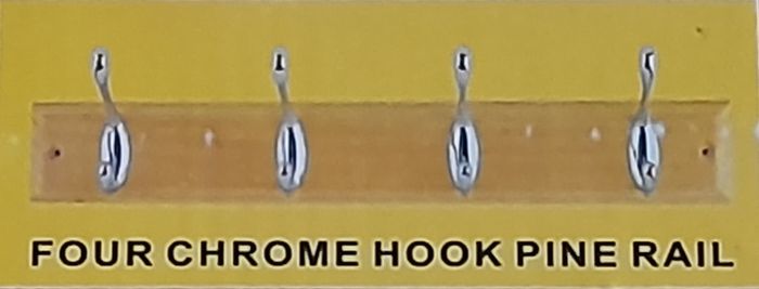 Four Chrome Hook Pine Coat Rail (Brand New & Unopemed)