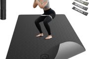 Wide Non-Slip Dual-colour Large Exercise Mat for Home Workout, Yoga, Pilates &amp; Stretching, Durable &amp; Eco-Friendly, Includes Bonus Resistance Bands &amp; Carry Bag