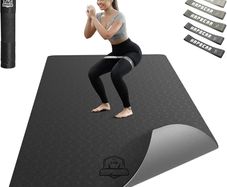 Wide Non-Slip Dual-colour Large Exercise Mat for Home Workout, Yoga, Pilates & Stretching, Durable & Eco-Friendly, Includes Bonus Resistance Bands & Carry Bag