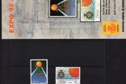 1988 Spain EXPO `92, Sevilla (issue 2) Commemorative Stamps Mint Never Hinged (MNH) with marketing pamphlet