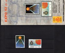 1988 Spain EXPO `92, Sevilla (issue 2) Commemorative Stamps Mint Never Hinged (MNH) with marketing pamphlet