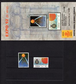 1988 Spain EXPO `92, Sevilla (issue 2) Commemorative Stamps Mint Never Hinged (MNH) with marketing pamphlet