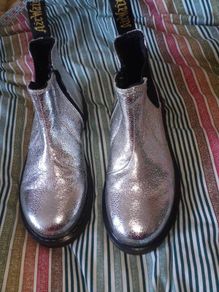 Dr Martens Silver 2976 Junior Leather Chelsea Boots , Size Eu 33, Uk 1