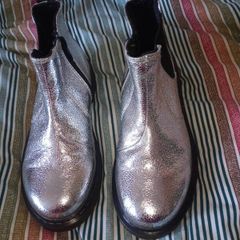 Dr Martens Silver 2976 Junior Leather Chelsea Boots , Size Eu 33, Uk 1
