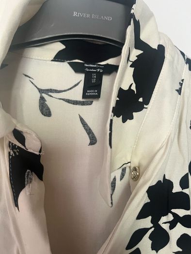 Brand new river island cream and black cotton shirt dress