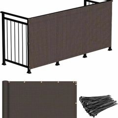 Privacy Screen, 1m x 5m Patio Privacy Protective Screens 500g/m HDPE 95 UV Block Porch Privacy Fence Cover for Backyard Deck Railing Pools - with Cable Ties and Rope (Brown)