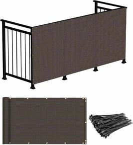 Privacy Screen, 1m x 5m Patio Privacy Protective Screens 500g/m HDPE 95 UV Block Porch Privacy Fence Cover for Backyard Deck Railing Pools - with Cable Ties and Rope (Brown)