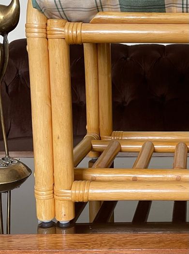 Sturdy Versatile Rattan and Bamboo Low Stool Footstool VGC