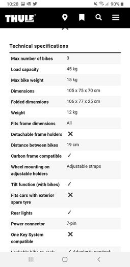 Thule RideOn 3 bike  Towball -Carrier