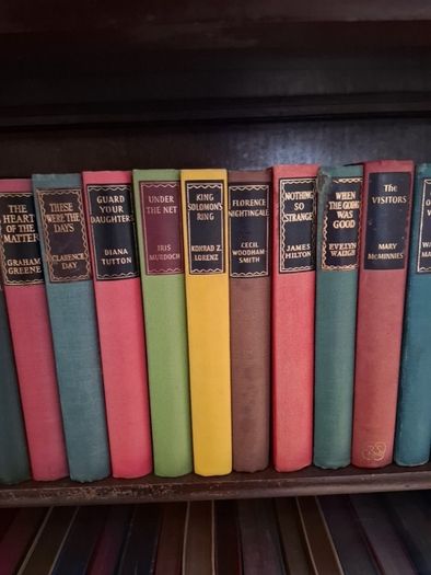 large collection vintage antiquarian books. 4 complete shelves.