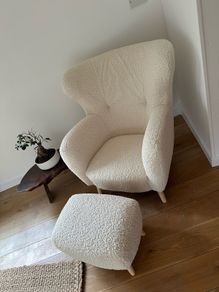Boucle Armchair with Foot Stool
