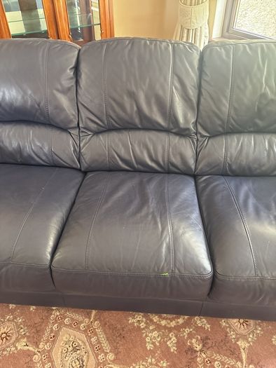 Navy leather couch