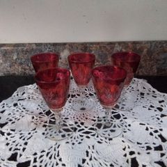 Five Cranberry Glasses