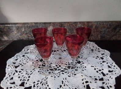 Five Cranberry Glasses