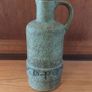 Stunning and Rare Vintage Mid Century West Germany Pottery Lidded and Single-Handled Decanter Bottle in Olive Green with Fish and Cross Symbols by Streuler, Pre 1960's Image 8