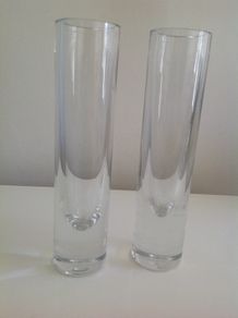 2 Heavy Gauge Glass/Crystal Vases