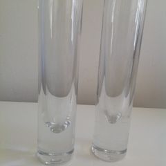 2 Heavy Gauge Glass/Crystal Vases