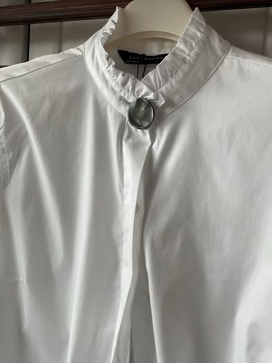 shirt Zara size large white blouse with grandfather frilled collar