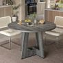 Round Dining Table for 4-6 People, Grey Kitchen Table, 120CM Farmhouse Dinning Tables, Wooden Stylish Dining Tables, No Shaking, for Kitchen and Living Room, Easy to Assemble (only table) Image 3