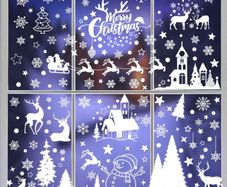 145 Christmas Window Stickers, 9 Sheets Christmas Window Clings, Reusable Xmas Window Decalsfor Glass White Christmas Snowflake Window Stickers Double Sided for Xmas Window Decorations (FREE POSTAGE)