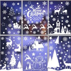 145 Christmas Window Stickers, 9 Sheets Christmas Window Clings, Reusable Xmas Window Decalsfor Glass White Christmas Snowflake Window Stickers Double Sided for Xmas Window Decorations (FREE POSTAGE)