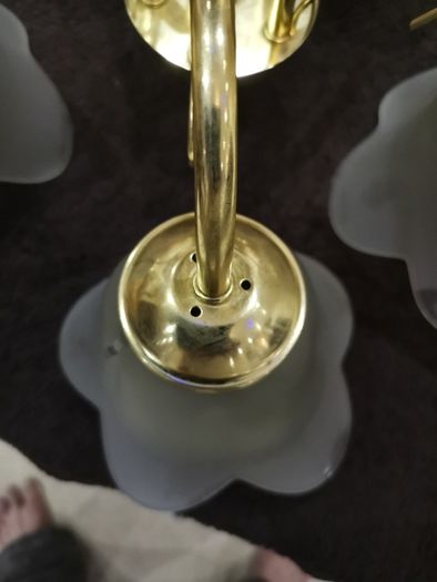 Metallic clour gilden + Glass shaped flushed mount light vintage living room semi flush chandlier with frosted glass shades.