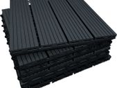 Composite Decking Tiles - Patio, Balcony, Roof Terrace, Hot Tub Deck Tiles Flooring Decking Cheap Prices for Large Quantities (6X Ebony Composite Tiles)