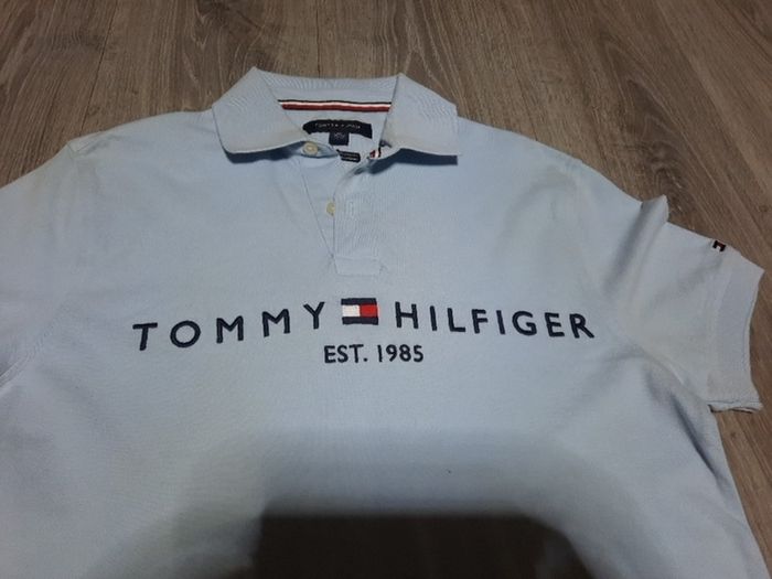 pale blue Tommy hilfiger polo shirt