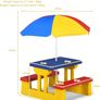 Kids Garden Furniture with Table and 2 Benches for Kids with Parasol Set for Backyard, Patio (Yellow) Image 6
