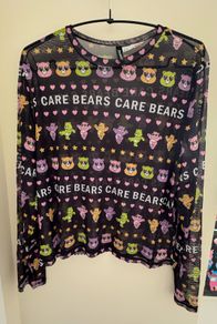H&M Divided Care Bears Patterned Black Mesh Jumper