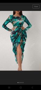 Shein Tie Dye Draped Collar Asymmetric Hem Dress