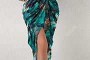 Shein Tie Dye Draped Collar Asymmetric Hem Dress