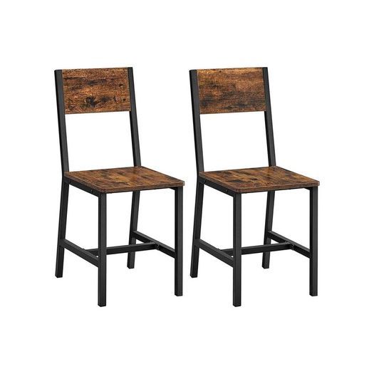 Set of 2 Dining Chairs Set of 2 brown  retro style industrial