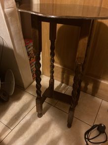 oak barley twisted leg antique side table