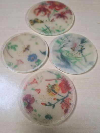Vintage GUCCI coasters flora and fauna acrylic set of 4 Genuine Rare
