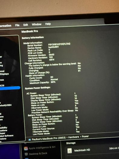MacBook M1 Pro 98% battery health