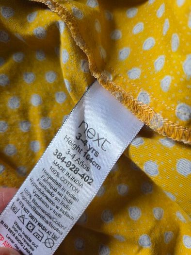 Vintage Style Next Girls Yellow Ditsy Floral Pleated Dress (3-4 Yrs)