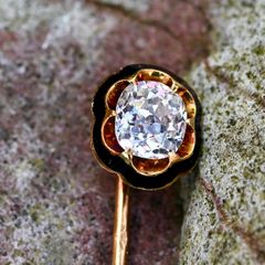 Antique 1ct Diamond Tie Pin / Lapel Pin circa 1850